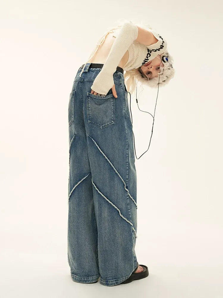 button wash straight-leg pants