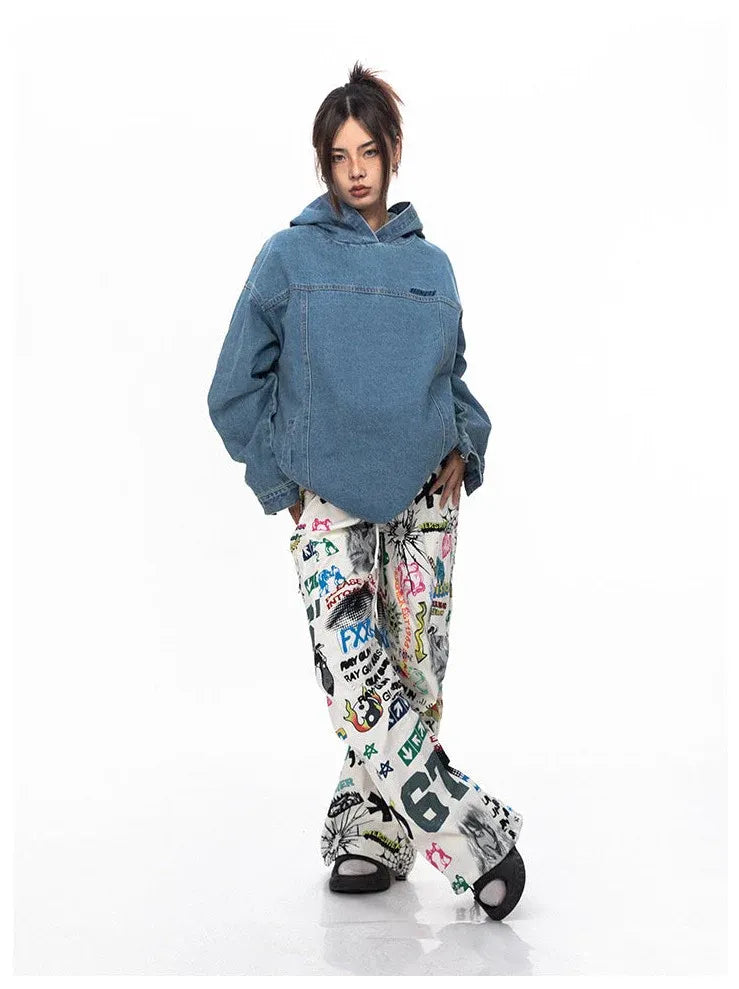 Graffiti Art Print Tube Straight Pants