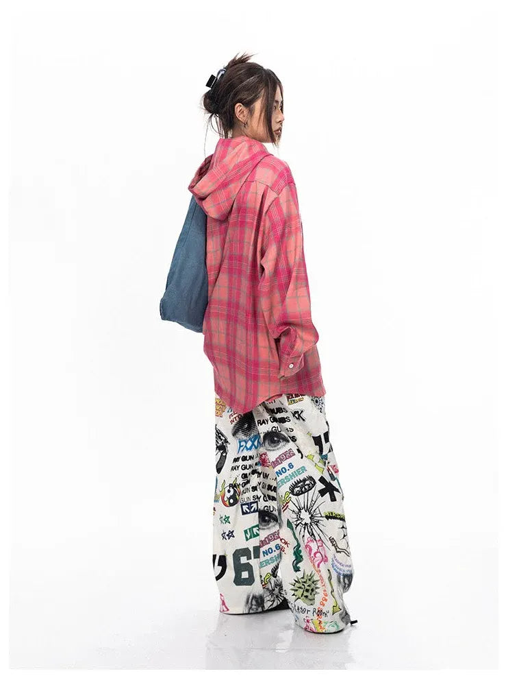 Graffiti Art Print Tube Straight Pants