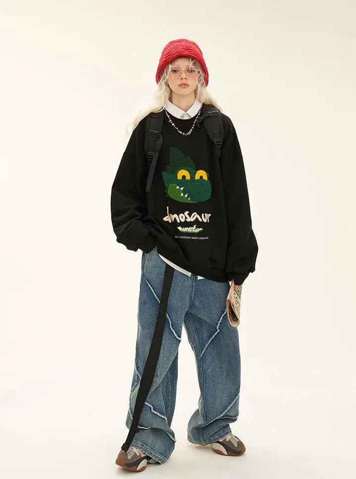 button wash straight-leg pants