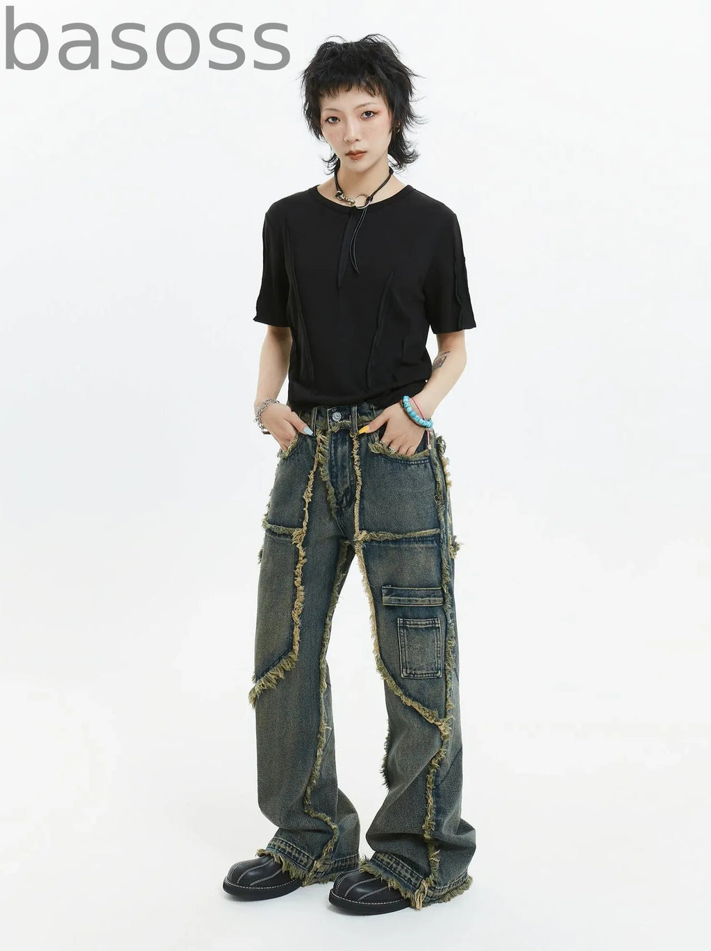 American Retro Fringe Straight Denim