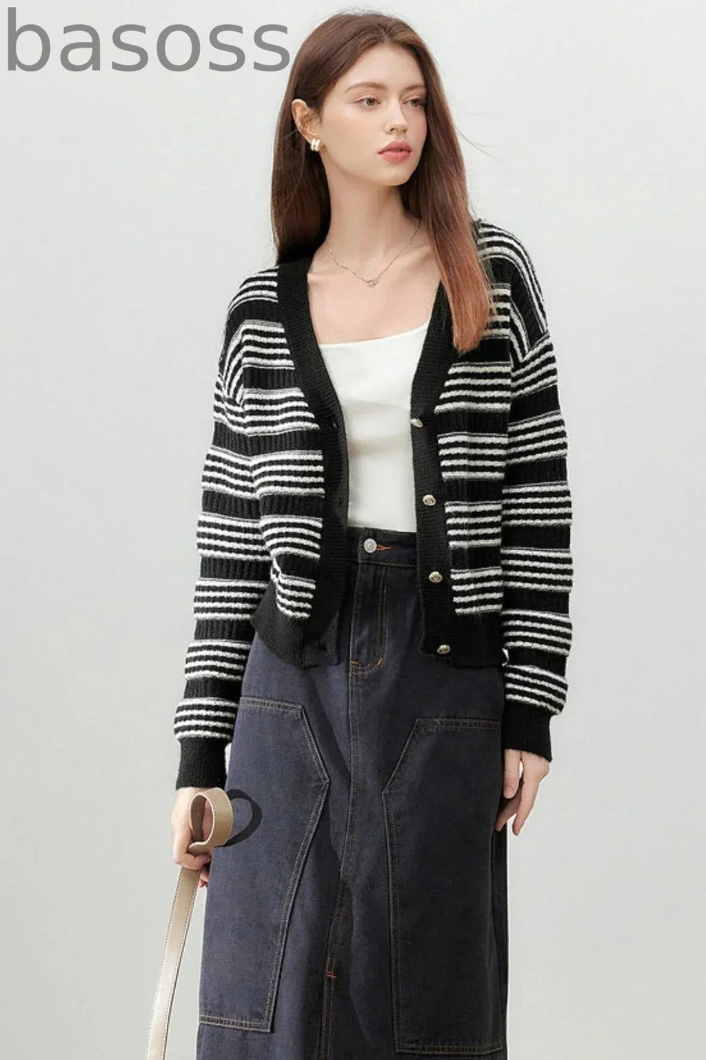 Thick Stripe Knitted Cardigan