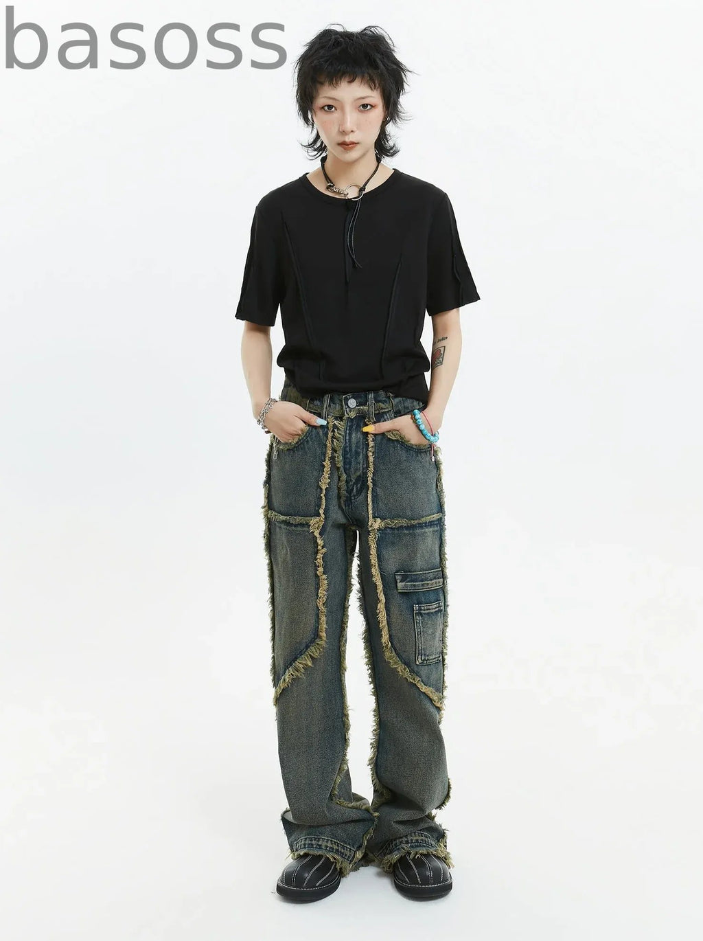 American Retro Fringe Straight Denim