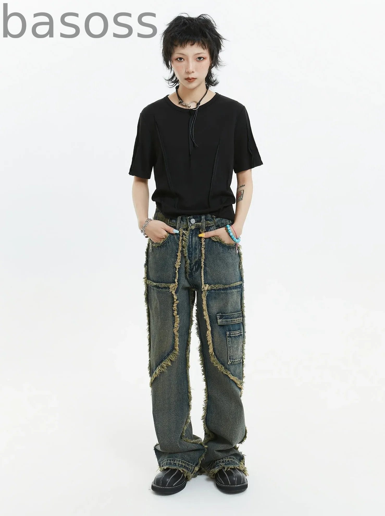 American Retro Fringe Straight Denim