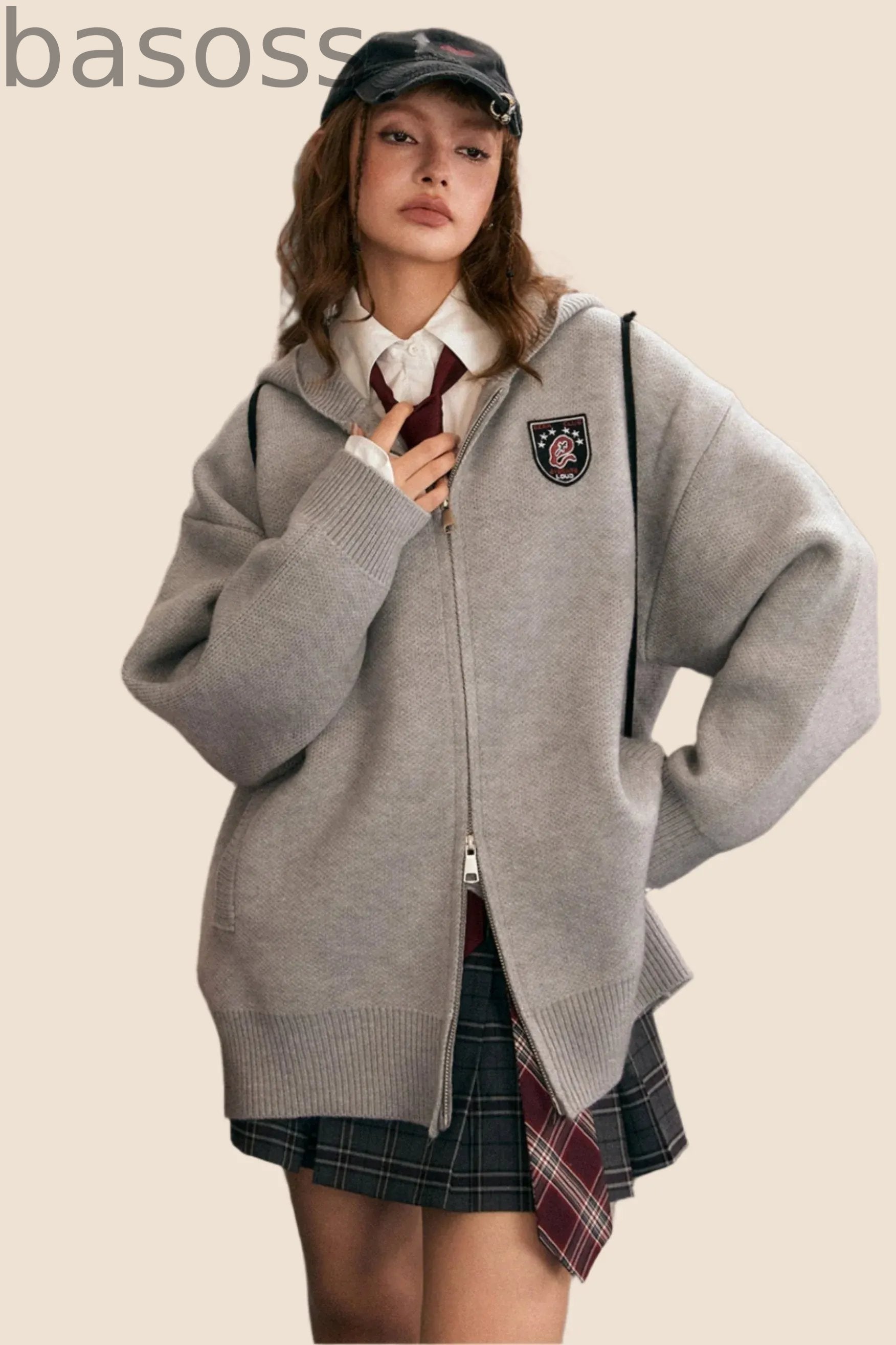Vintage Loose Hooded Knitwear Jacket