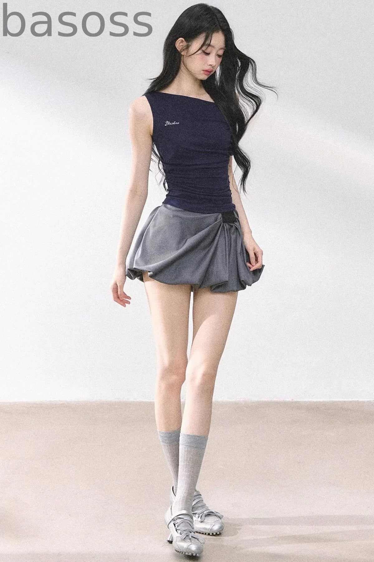 Shoulder-Baring Slim Crop T-Shirt