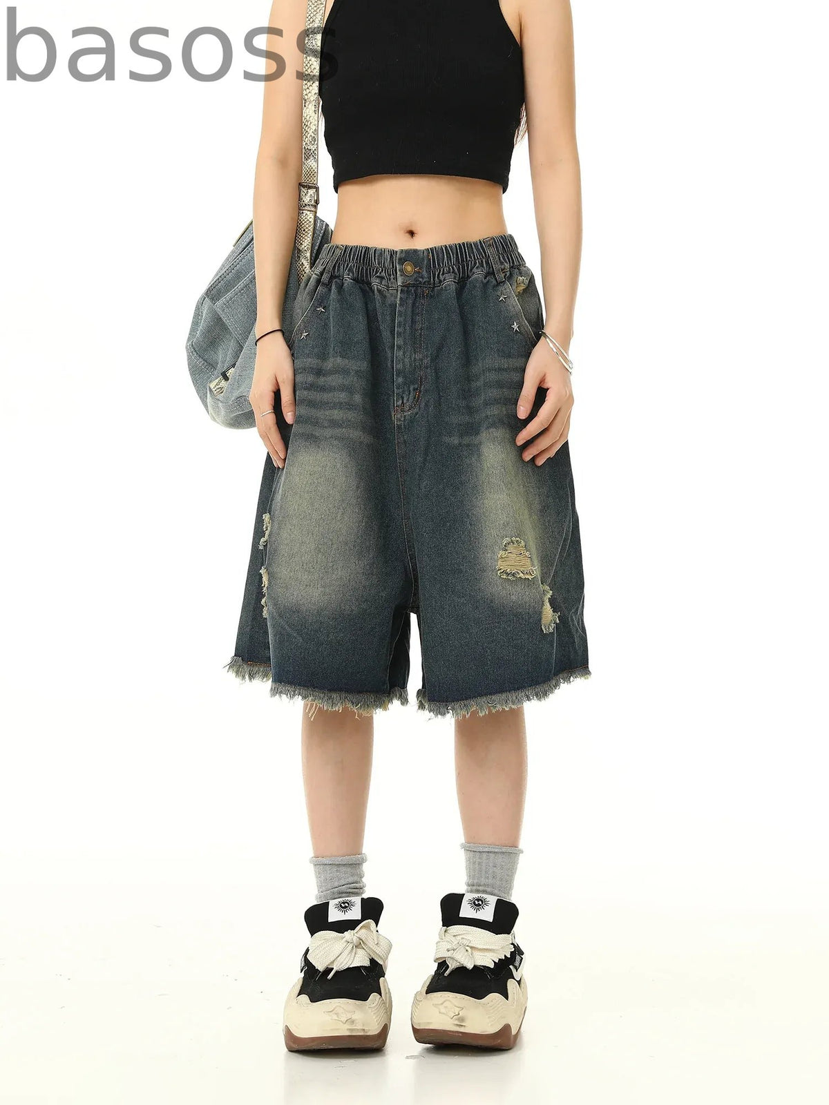 Loose Versatile Denim Cropped Pants