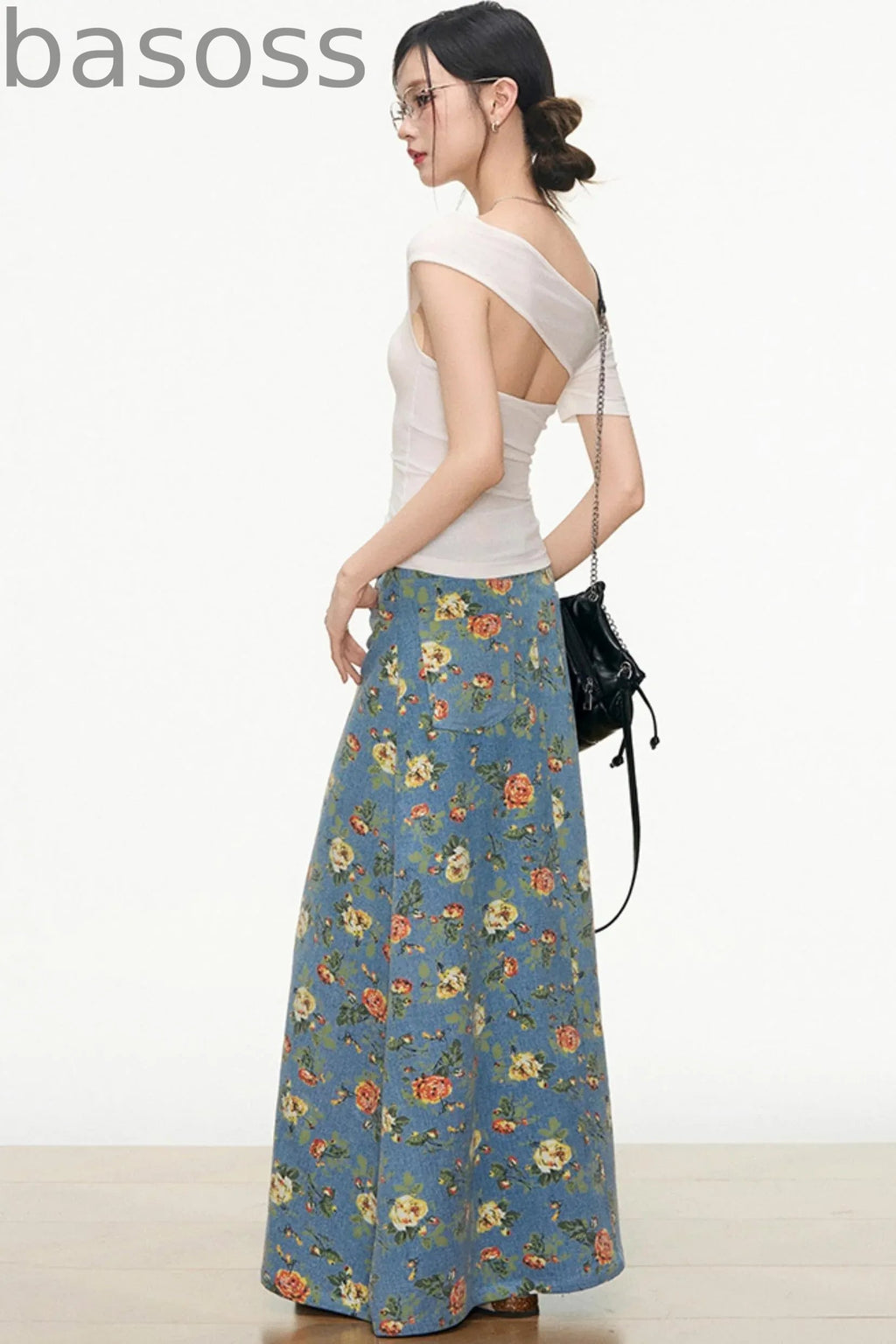 Floral Denim Skirt Set-Up