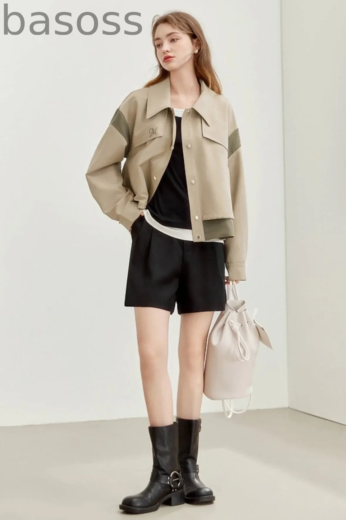 French Workwear Patchwork Short Jacket