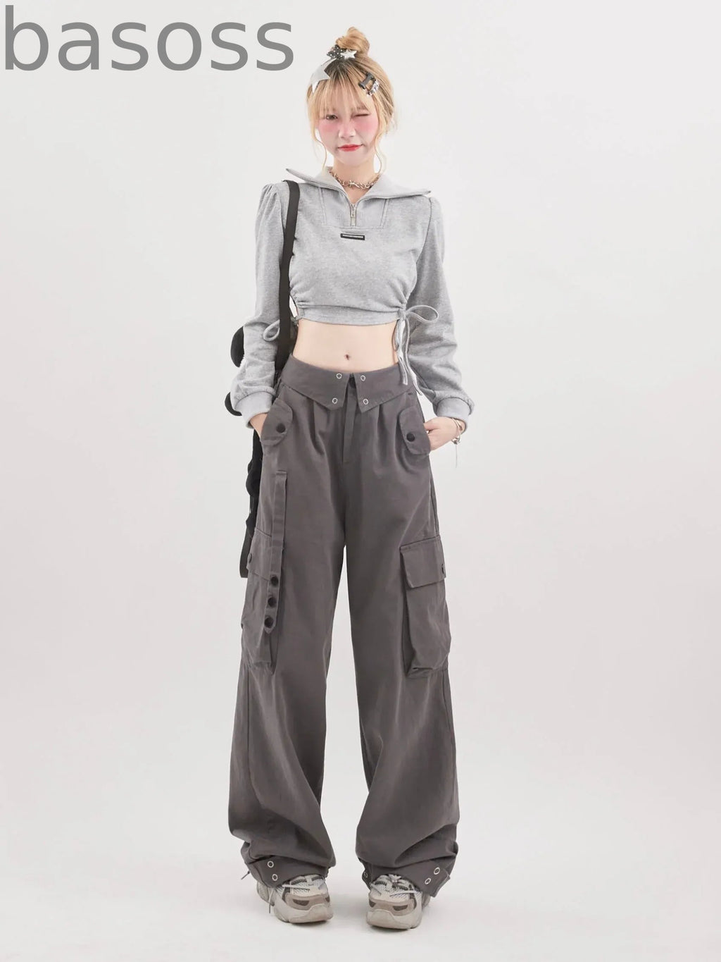 Waist design loose work pants