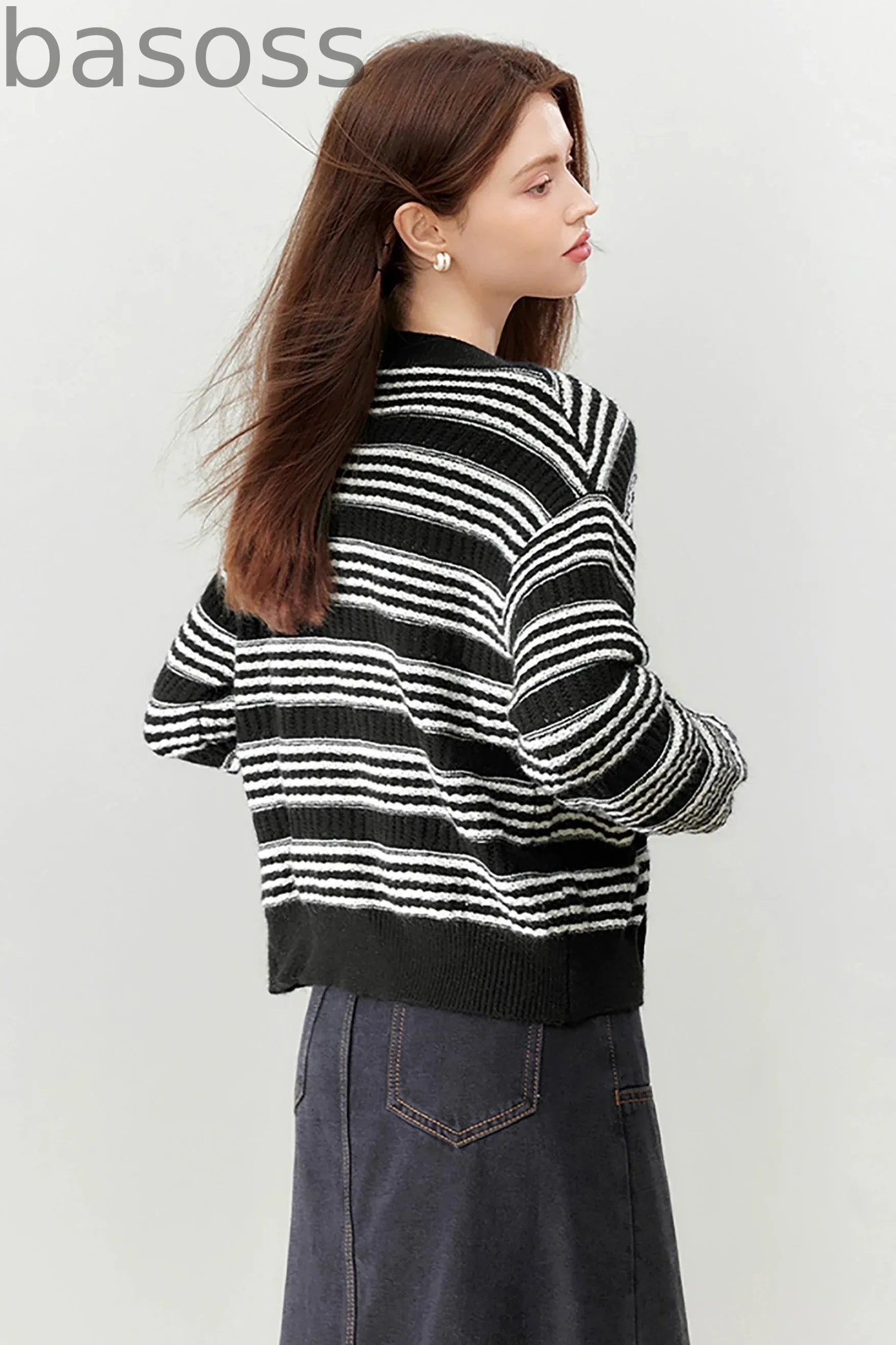 Thick Stripe Knitted Cardigan