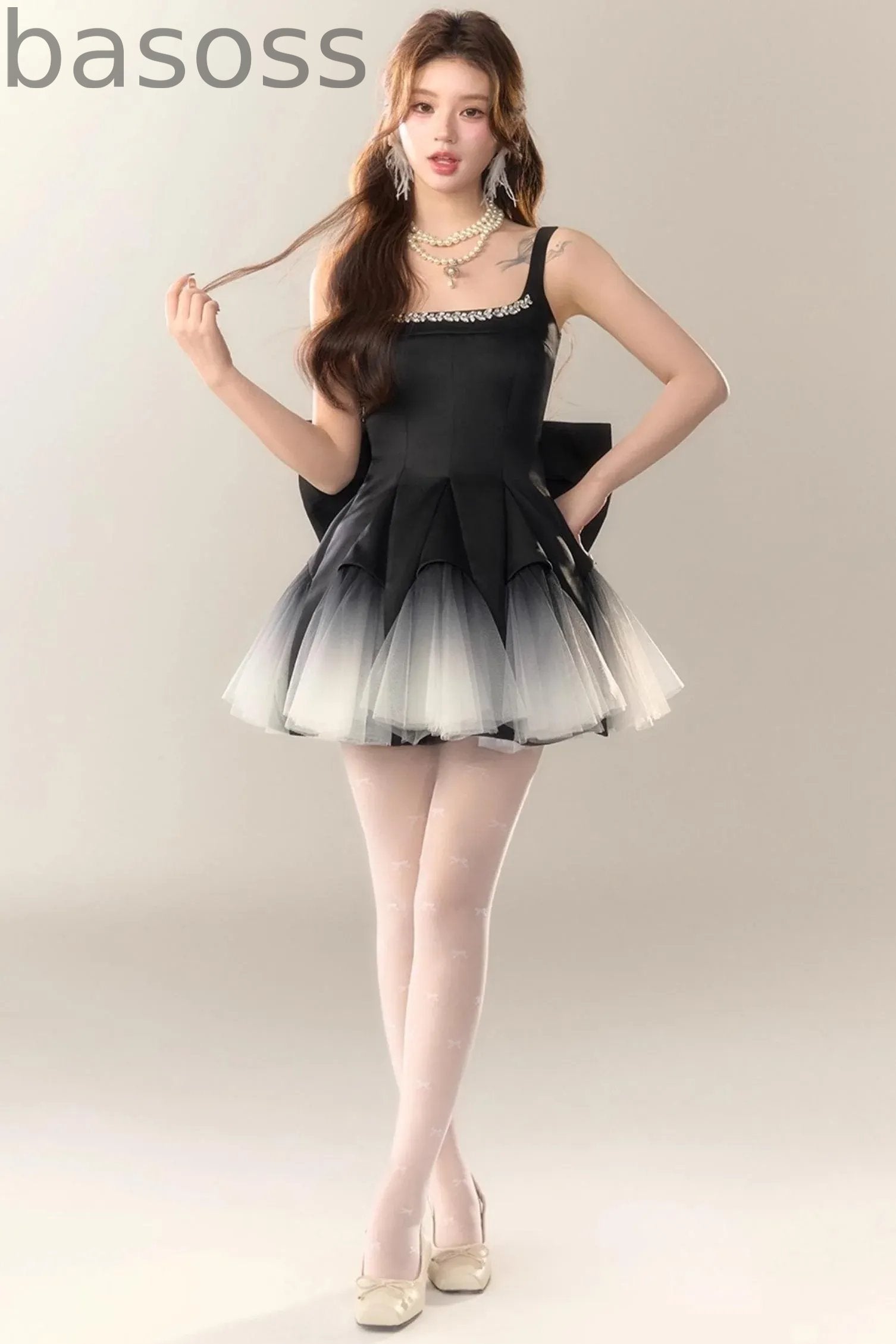 Swan Dance Mesh Panelled Slip Dress