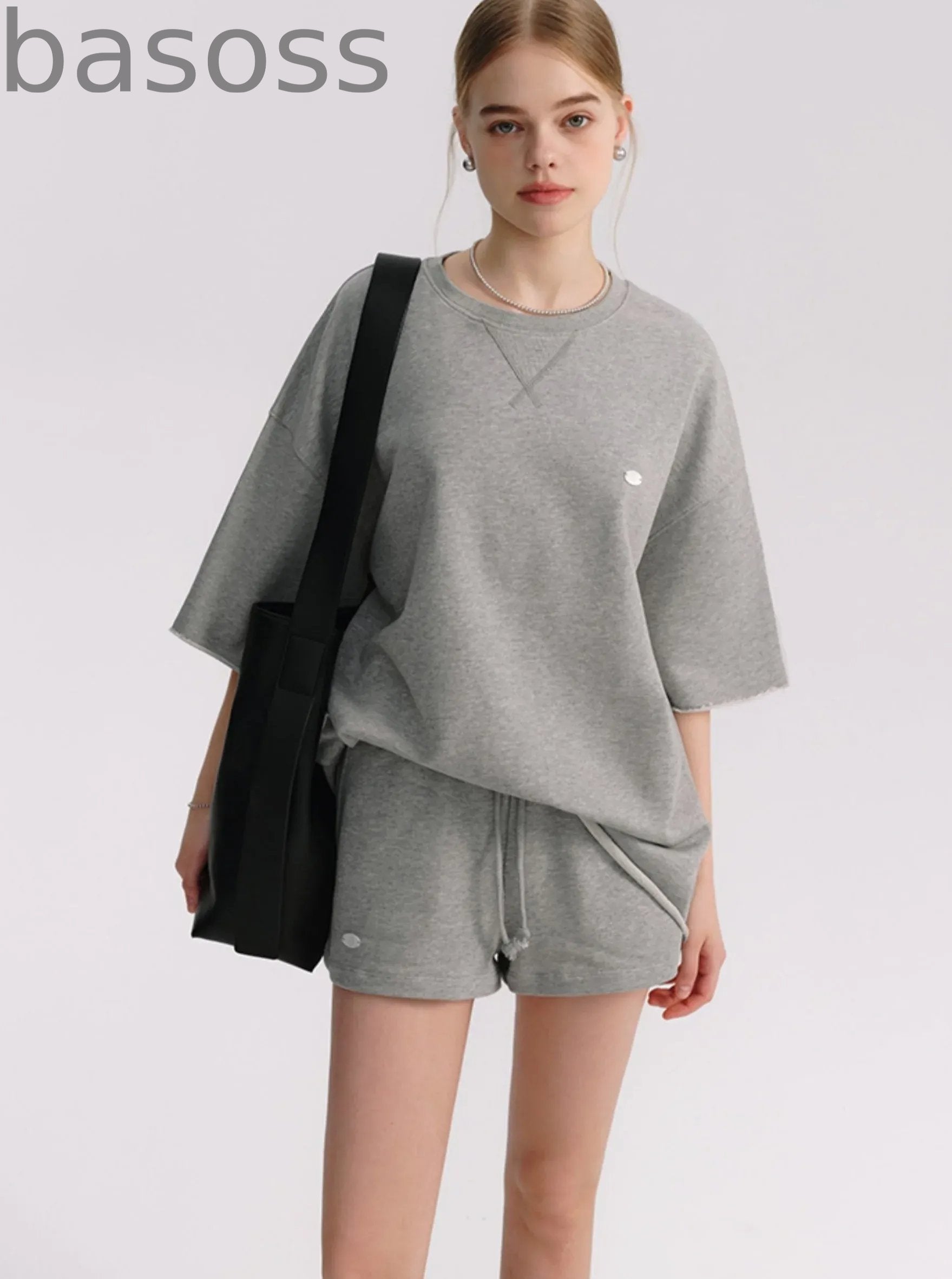 Grey Cotton Short Sleeve Set-Up
