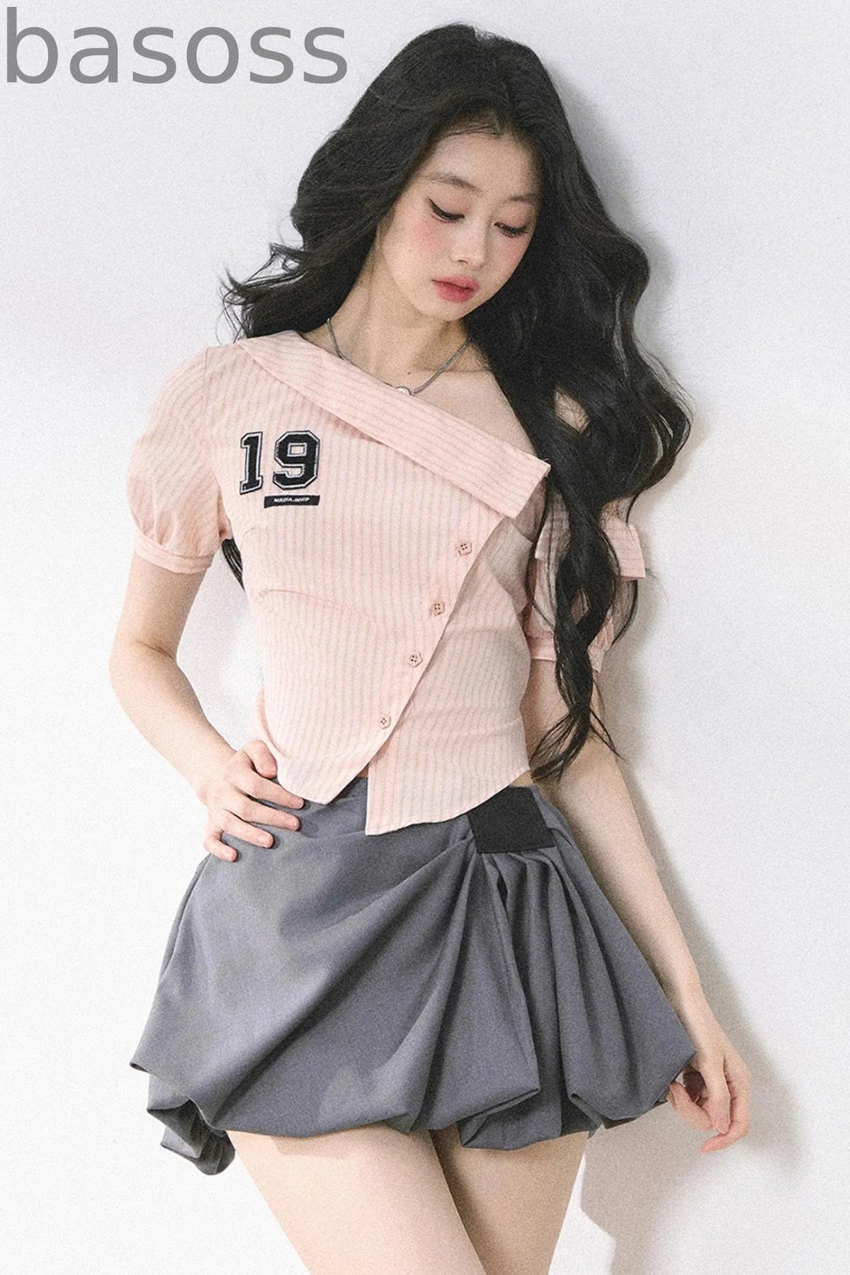 Pink Off Shoulder Stripe T-Shirt