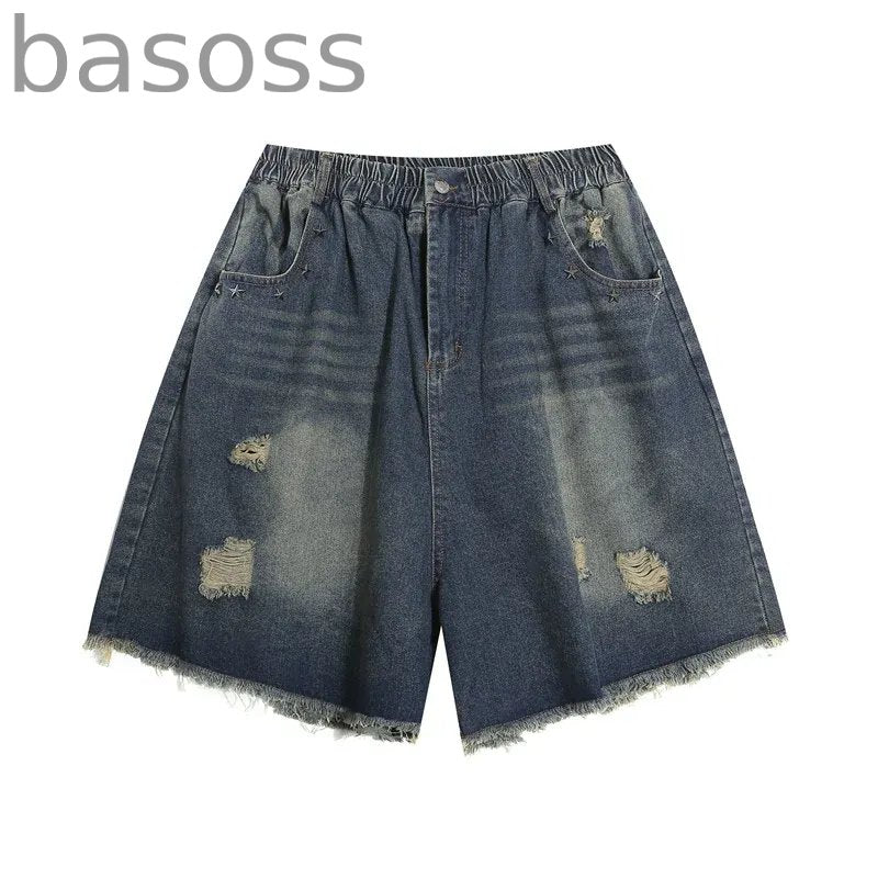 Loose Versatile Denim Cropped Pants