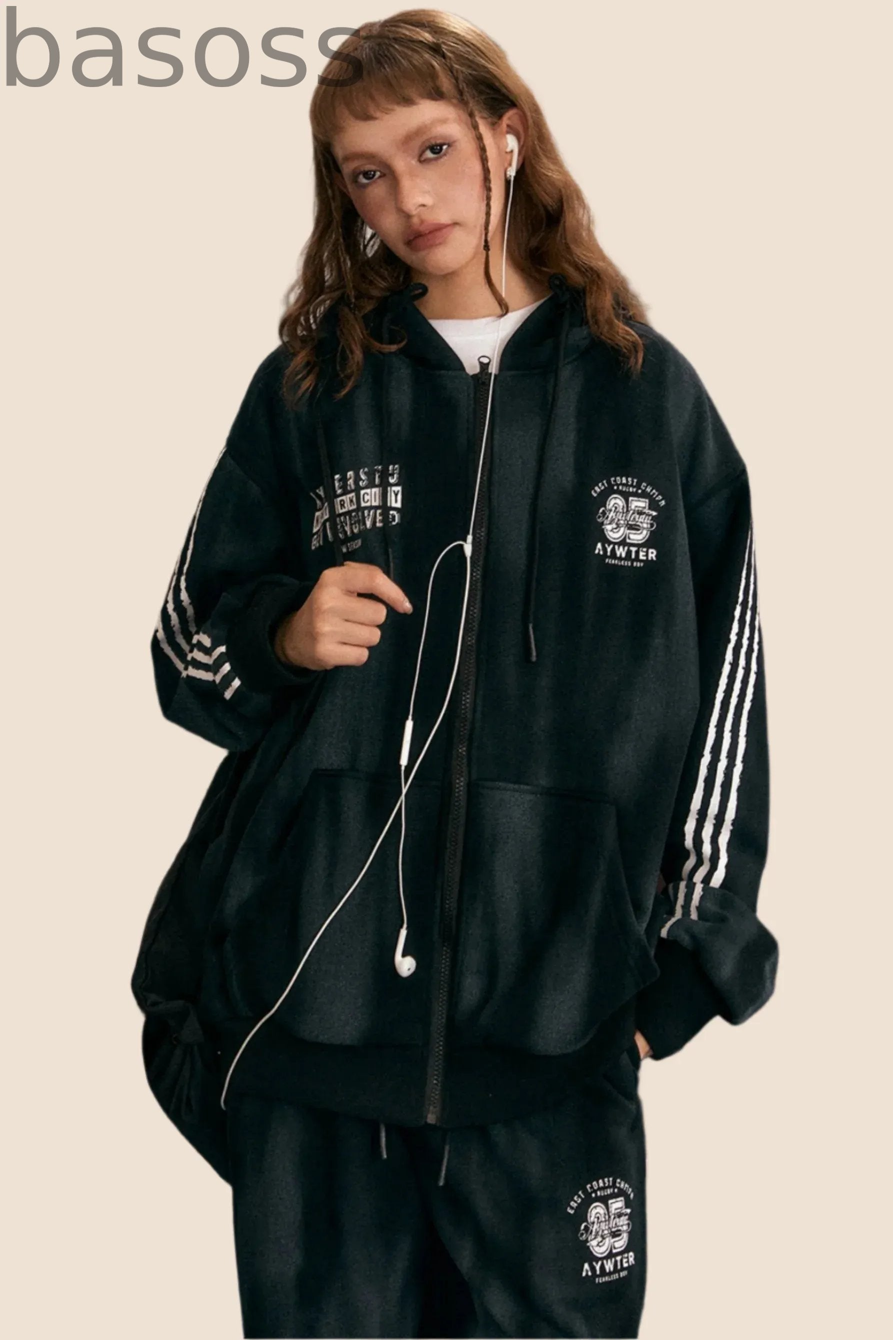 Casual Hooded Striped Two-Piece Set-Up