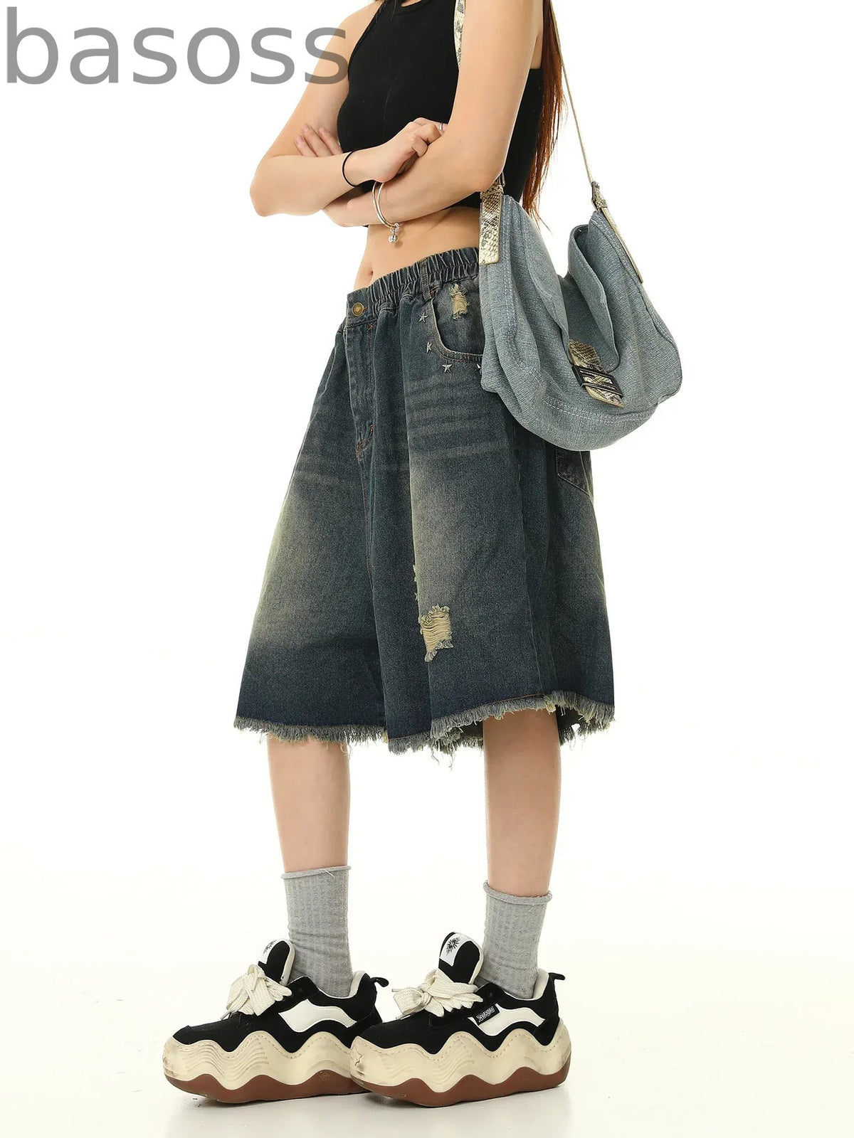 Loose Versatile Denim Cropped Pants
