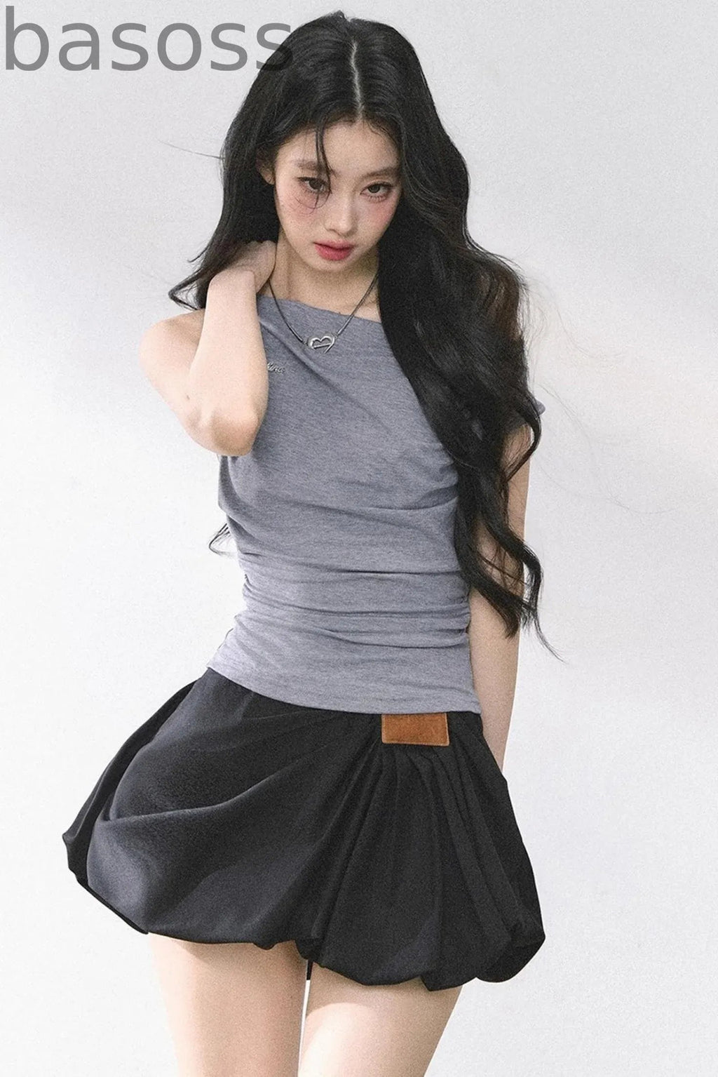 Shoulder-Baring Slim Crop T-Shirt