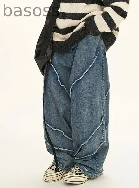 button wash straight-leg pants