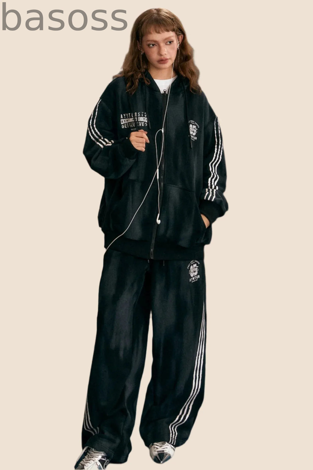 Casual Hooded Striped Two-Piece Set-Up