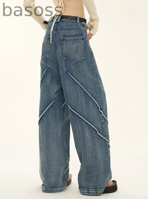 button wash straight-leg pants