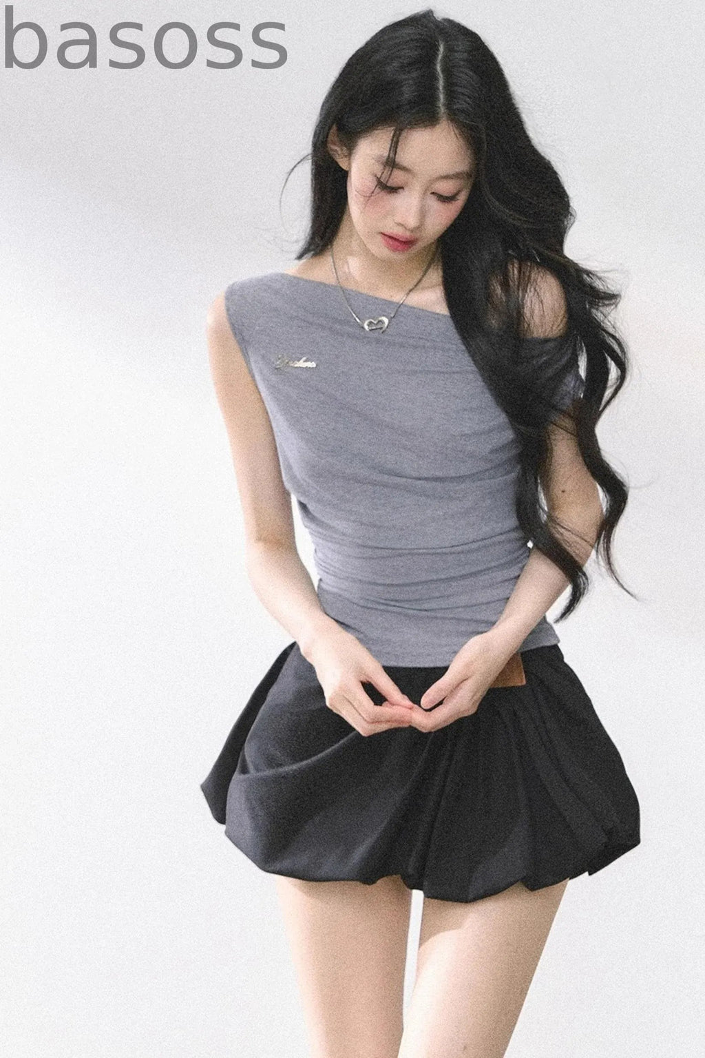 Shoulder-Baring Slim Crop T-Shirt