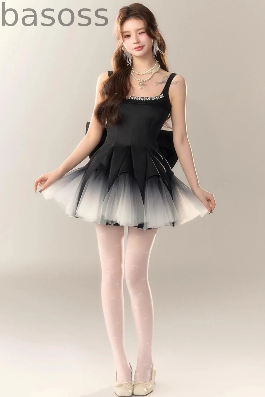 Swan Dance Mesh Panelled Slip Dress