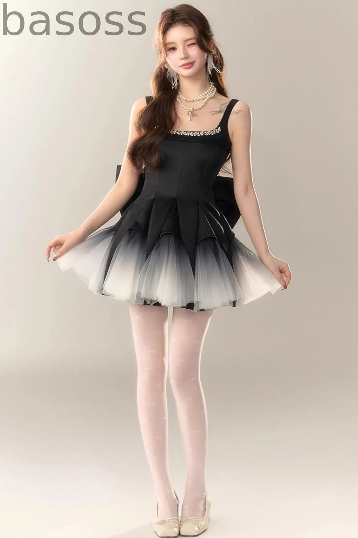 Swan Dance Mesh Panelled Slip Dress