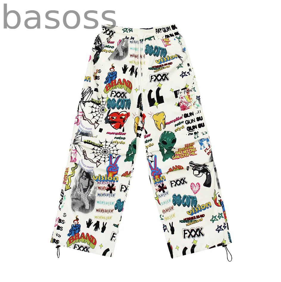 Graffiti Art Print Tube Straight Pants