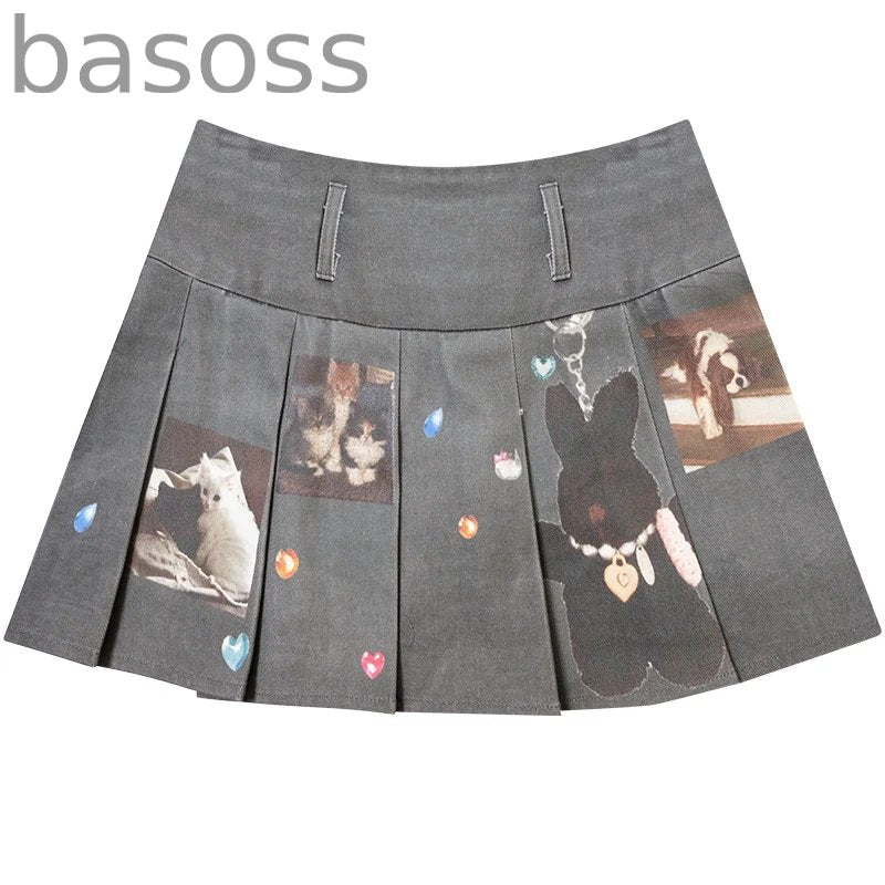 Animal Pleated Skirt