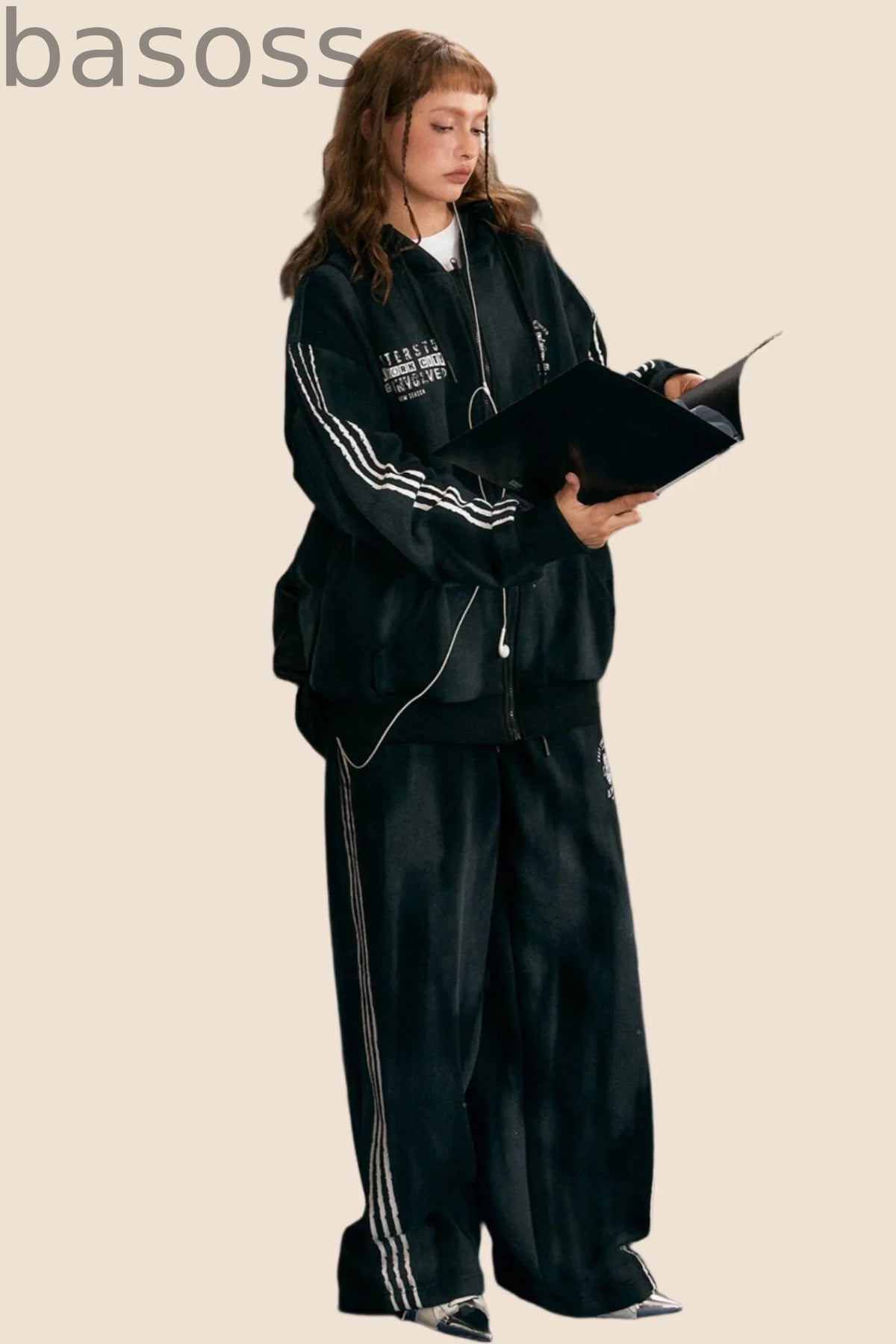 Casual Hooded Striped Two-Piece Set-Up
