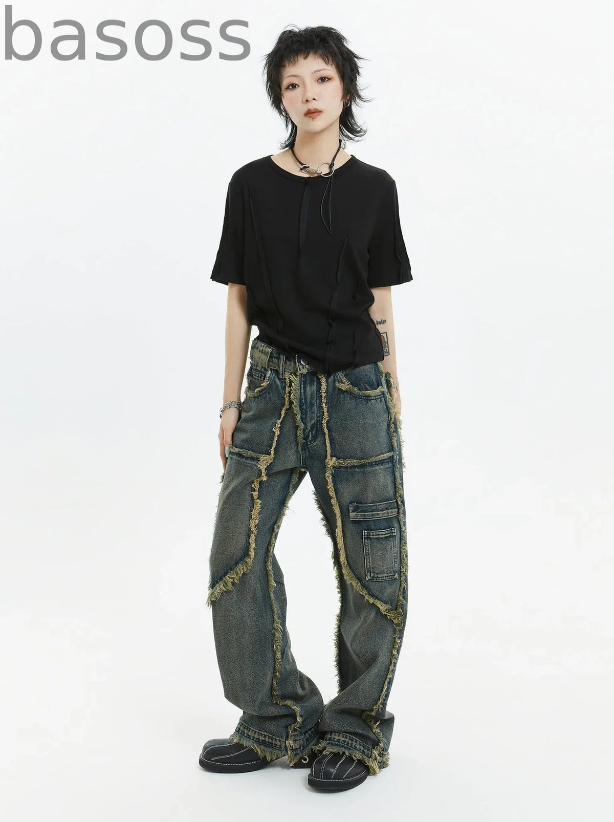 American Retro Fringe Straight Denim