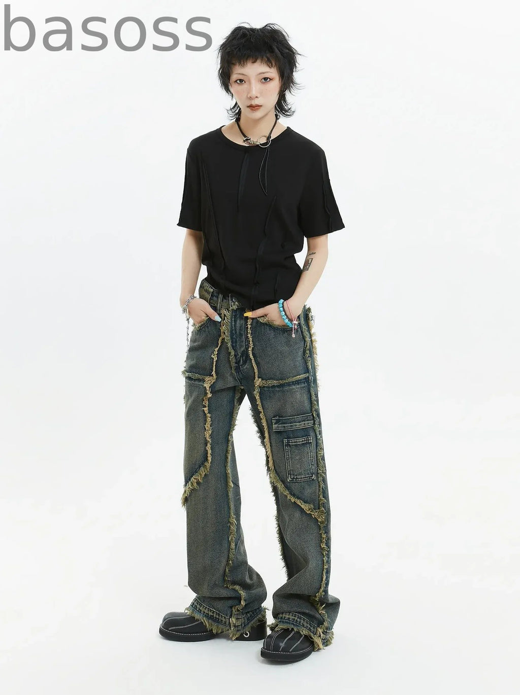 American Retro Fringe Straight Denim