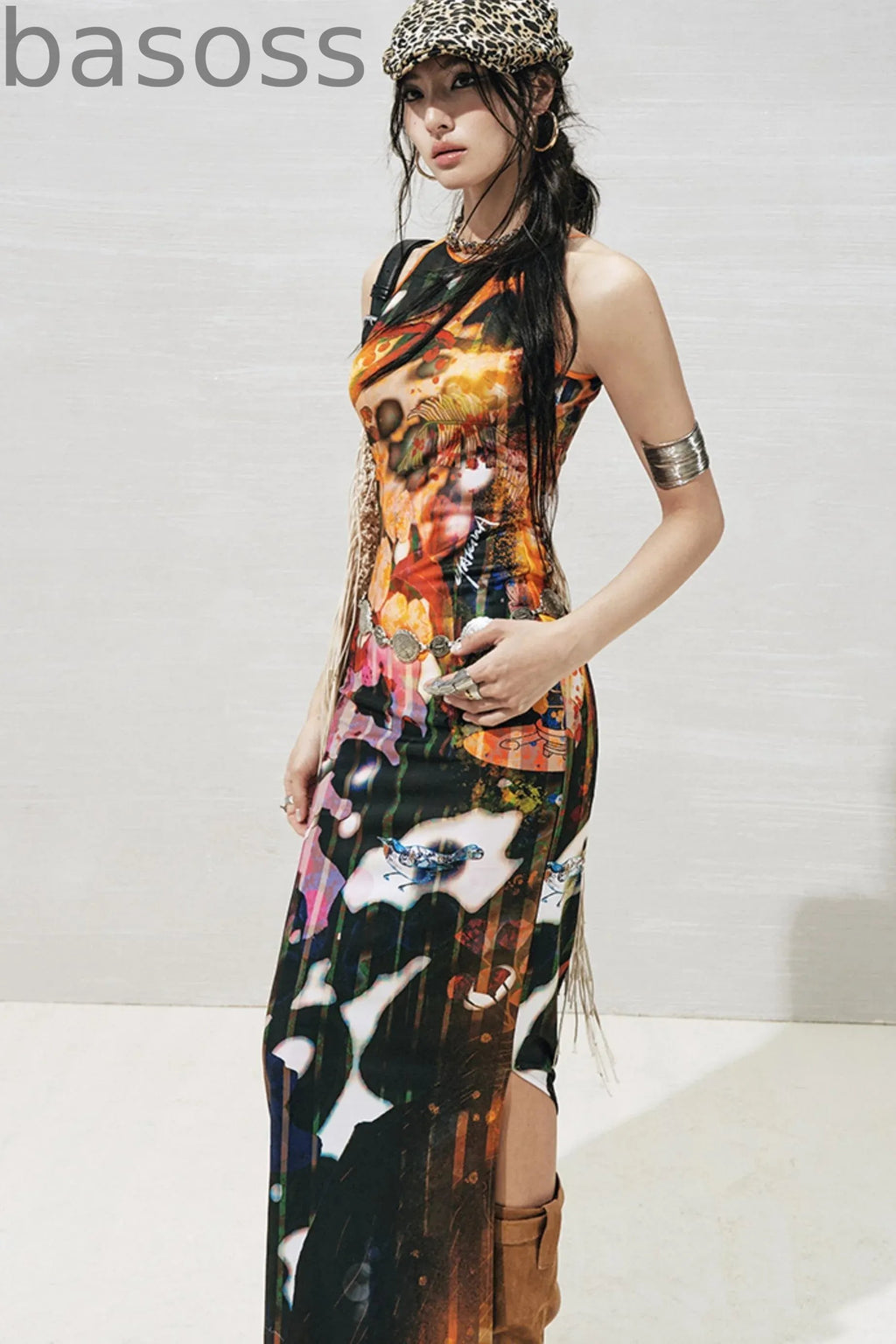Botanical Slit Dress