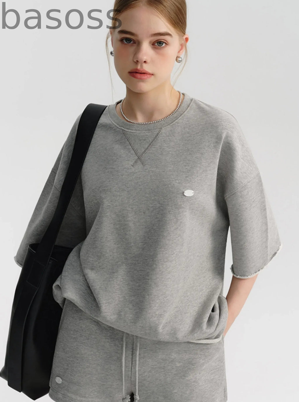 Grey Cotton Short Sleeve Set-Up