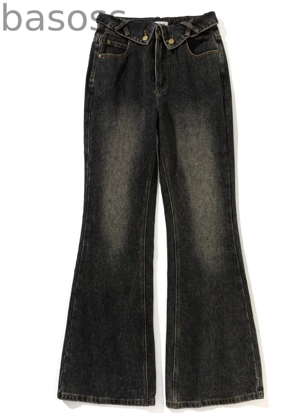 Retro distressed wash slim  jeans pants