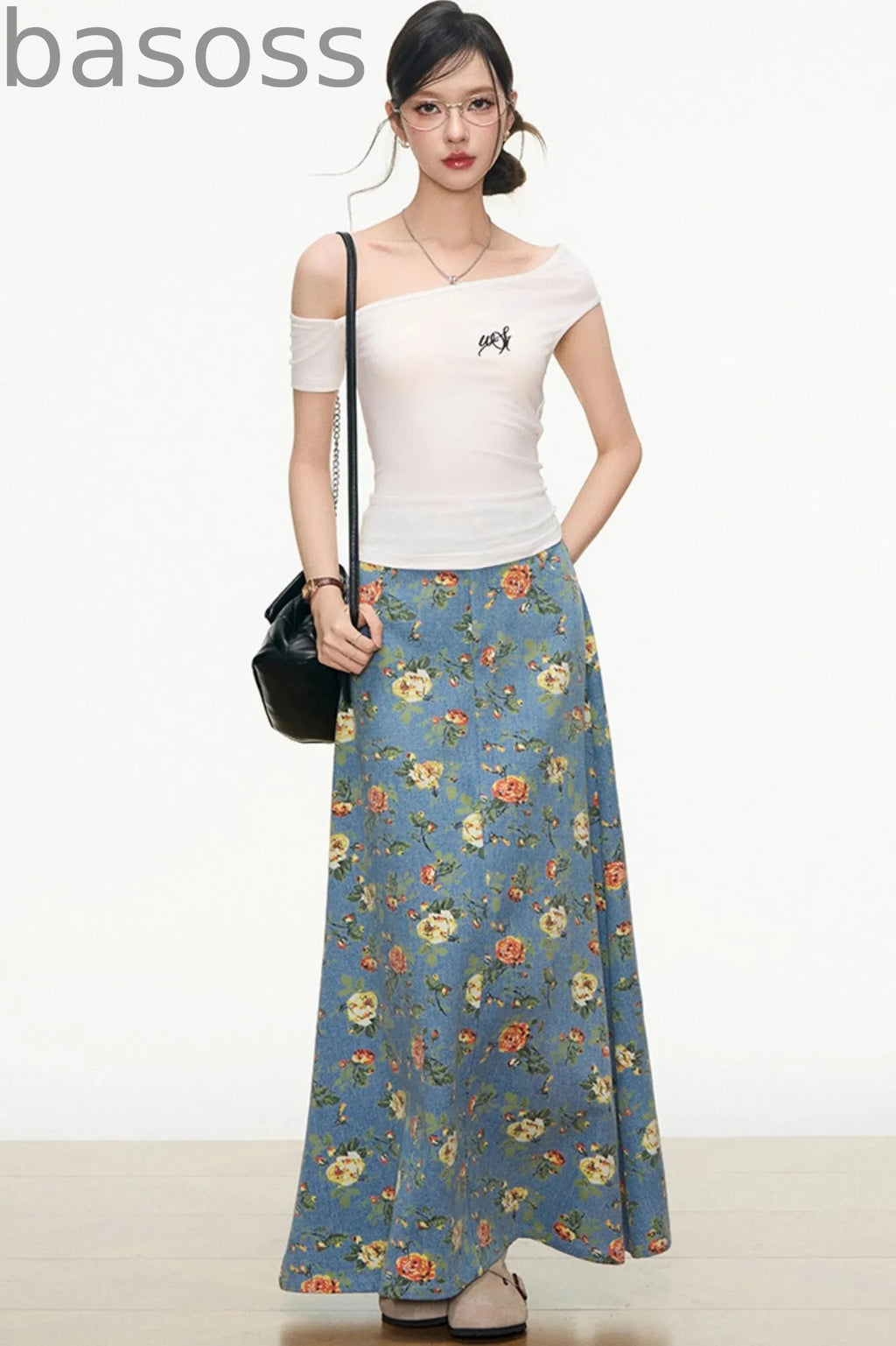 Floral Denim Skirt Set-Up