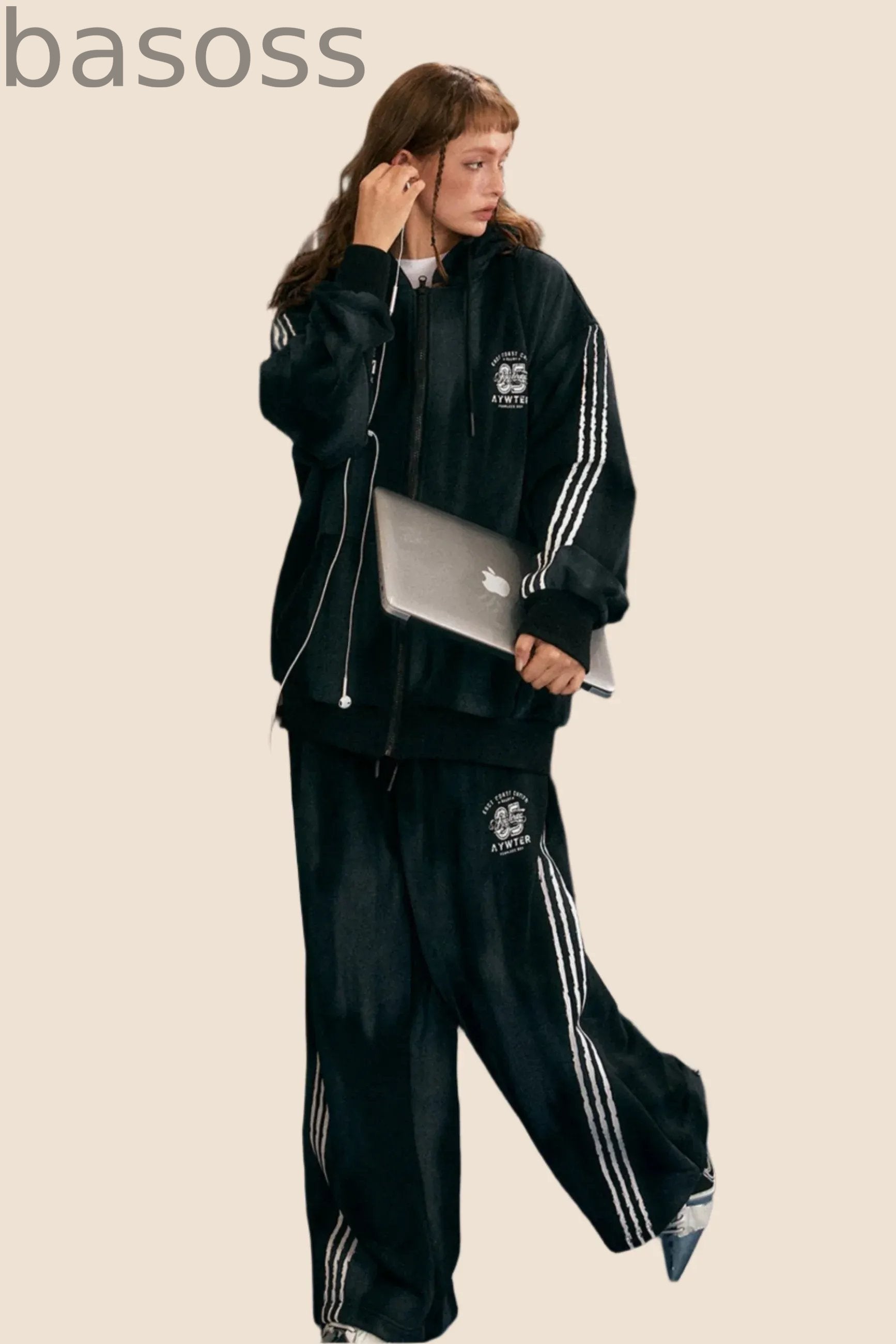 Casual Hooded Striped Two-Piece Set-Up