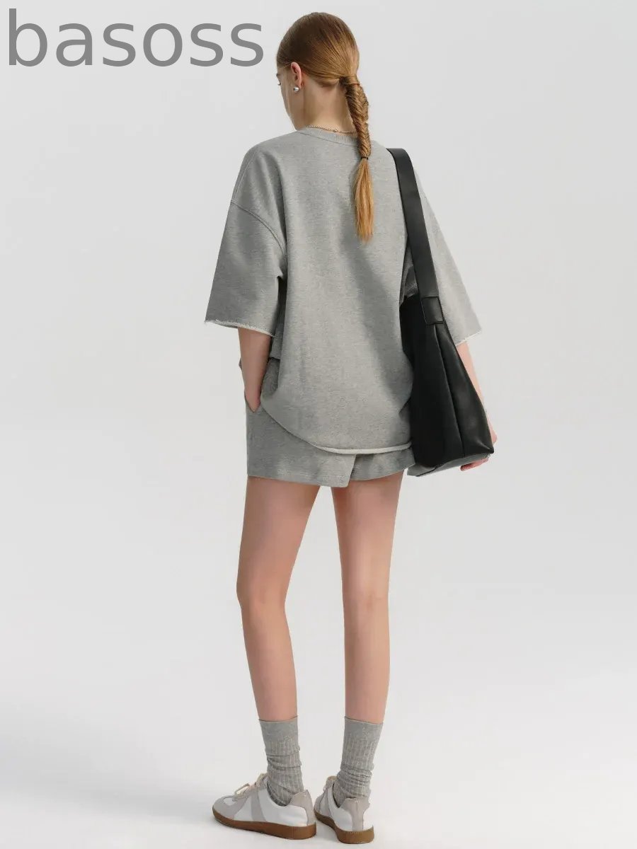 Grey Cotton Short Sleeve Set-Up