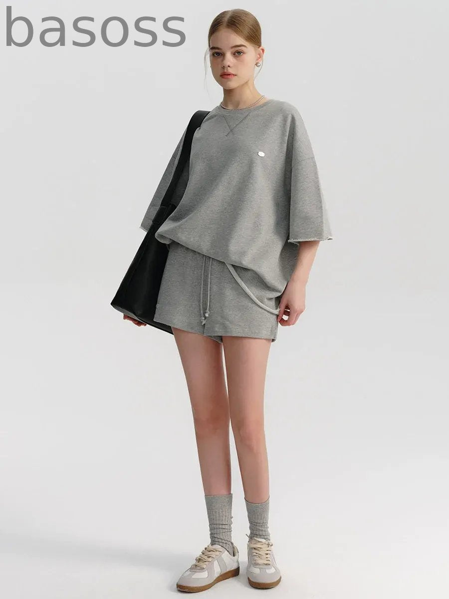 Grey Cotton Short Sleeve Set-Up