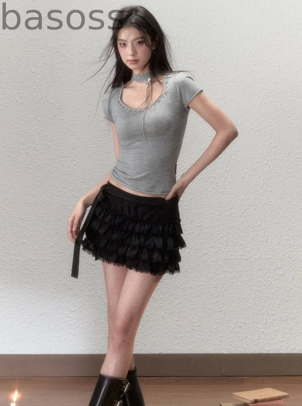 Industrial Strap Bow A-Line Skirt Set