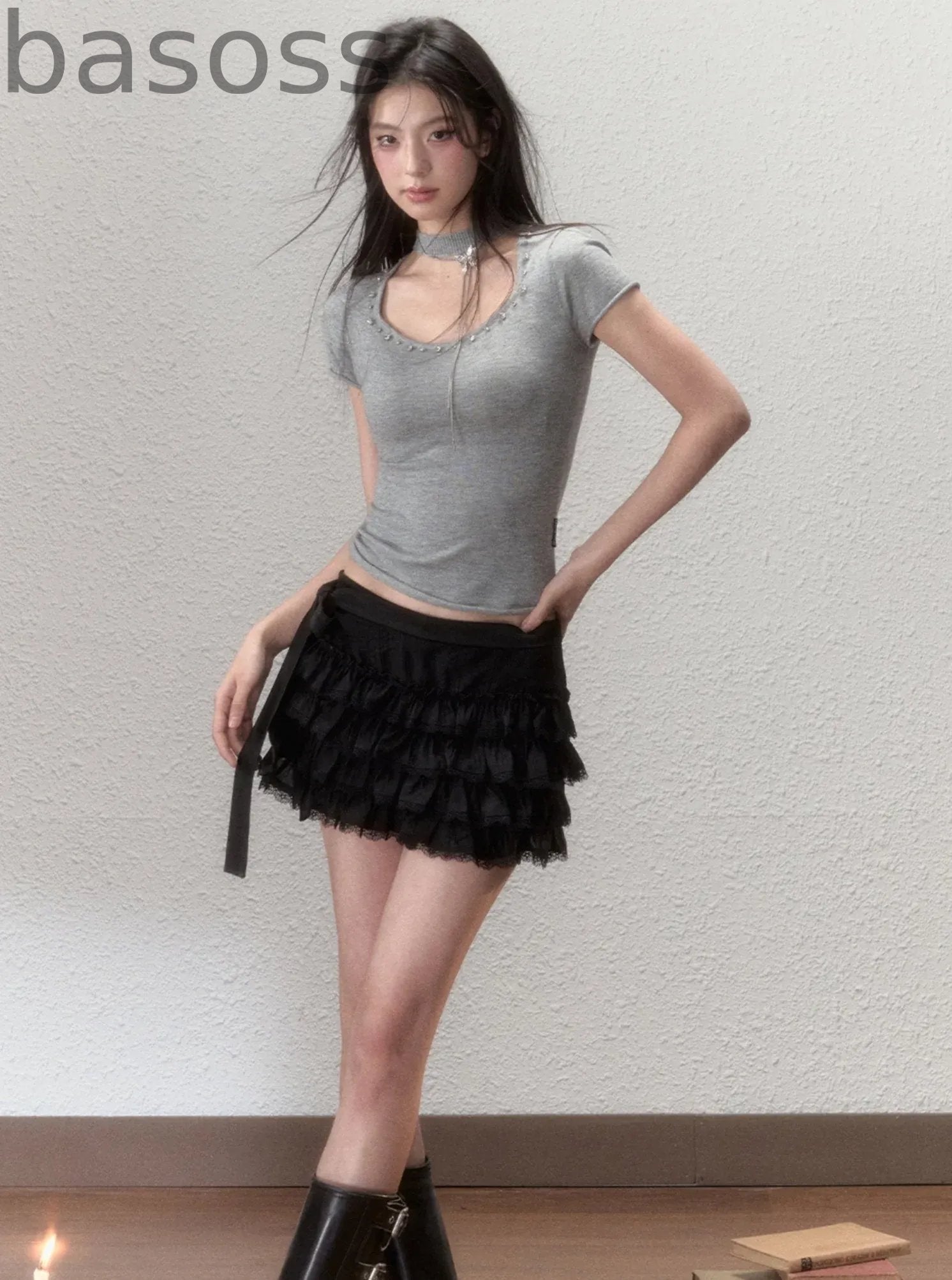Industrial Strap Bow A-Line Skirt Set