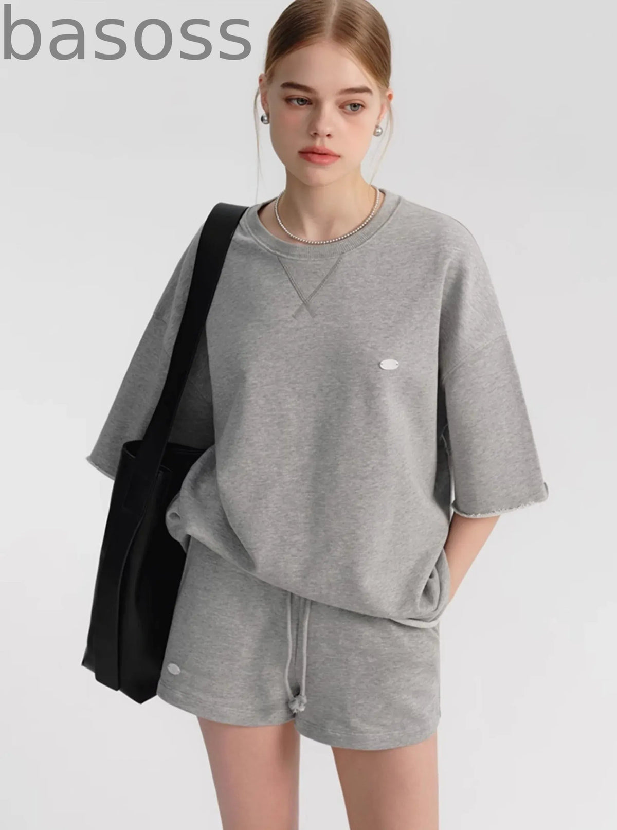 Grey Cotton Short Sleeve Set-Up