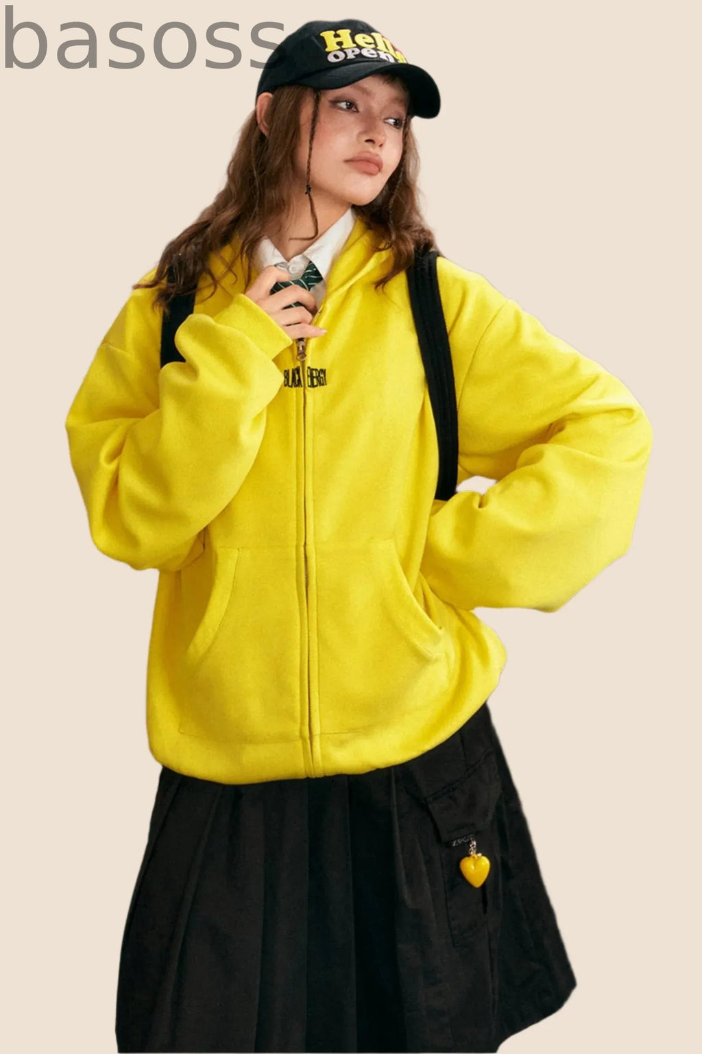Dopamine Yellow Zipper Sweatshirt Jacket