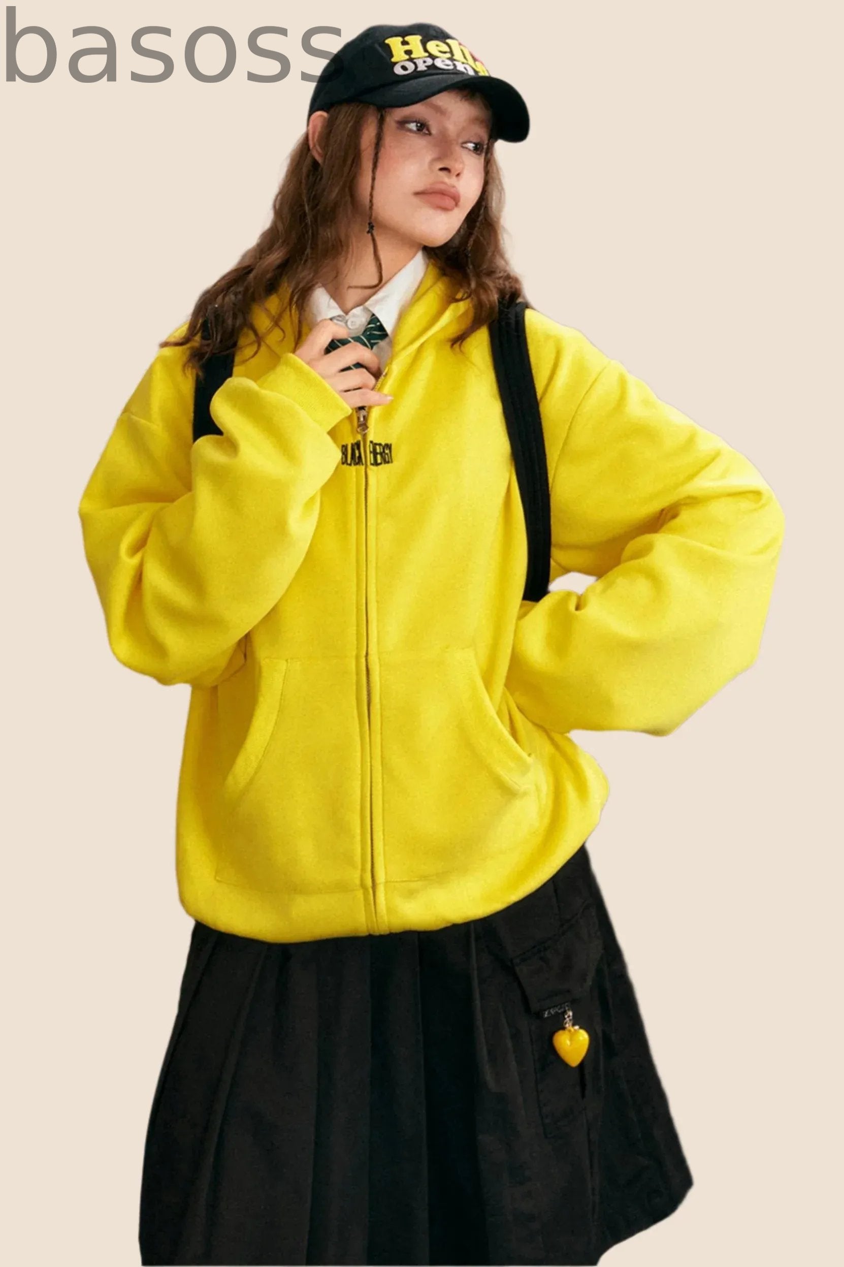 Dopamine Yellow Zipper Sweatshirt Jacket