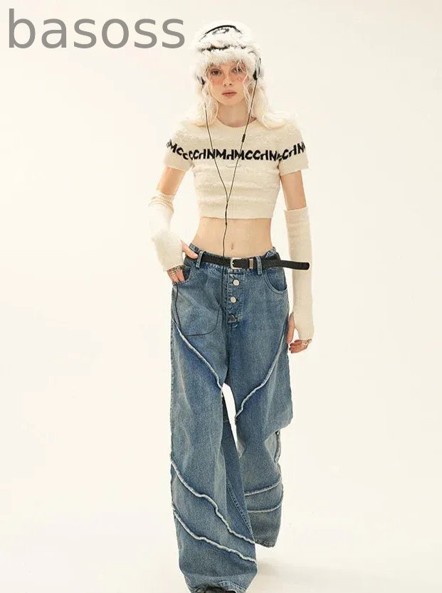 button wash straight-leg pants