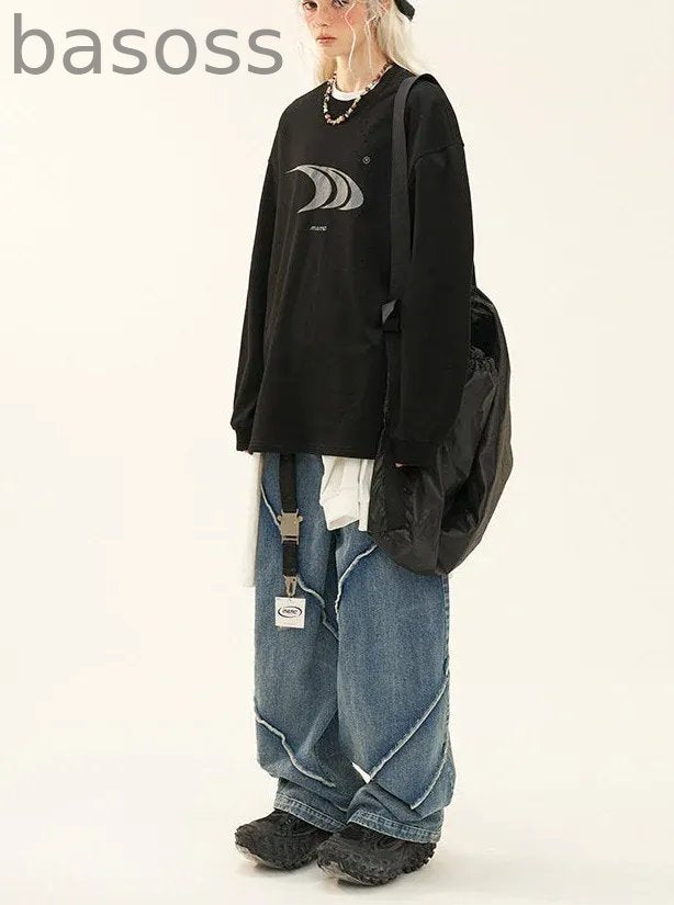 button wash straight-leg pants