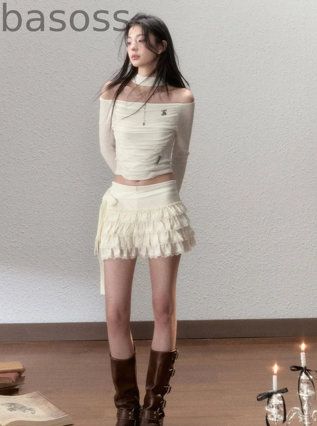 Industrial Strap Bow A-Line Skirt Set