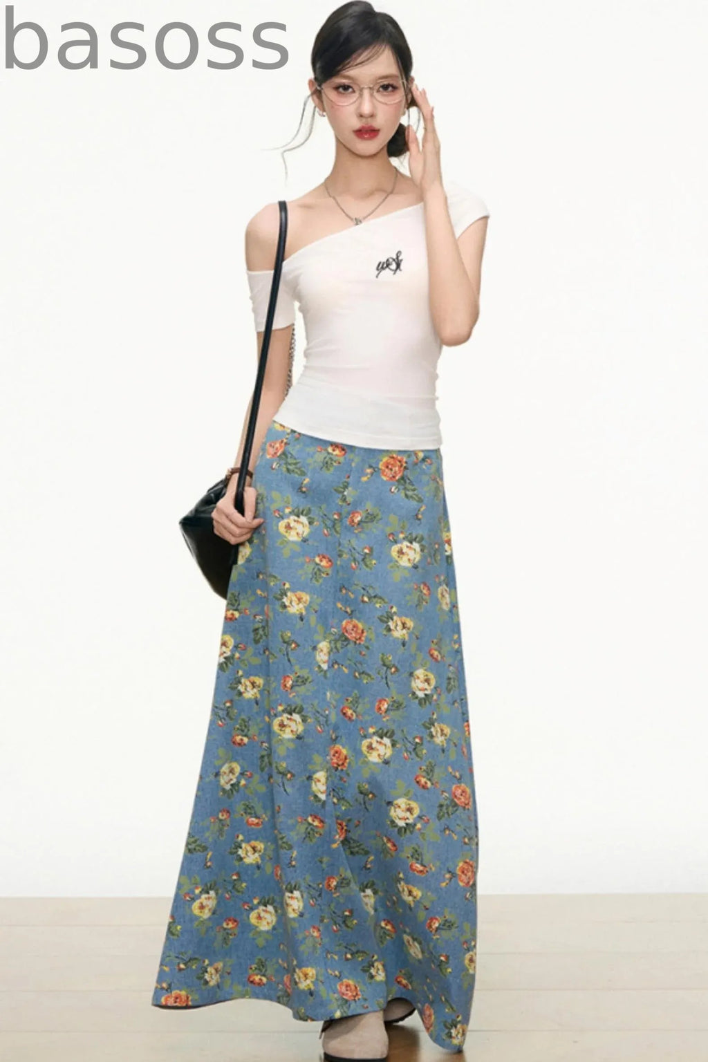 Floral Denim Skirt Set-Up
