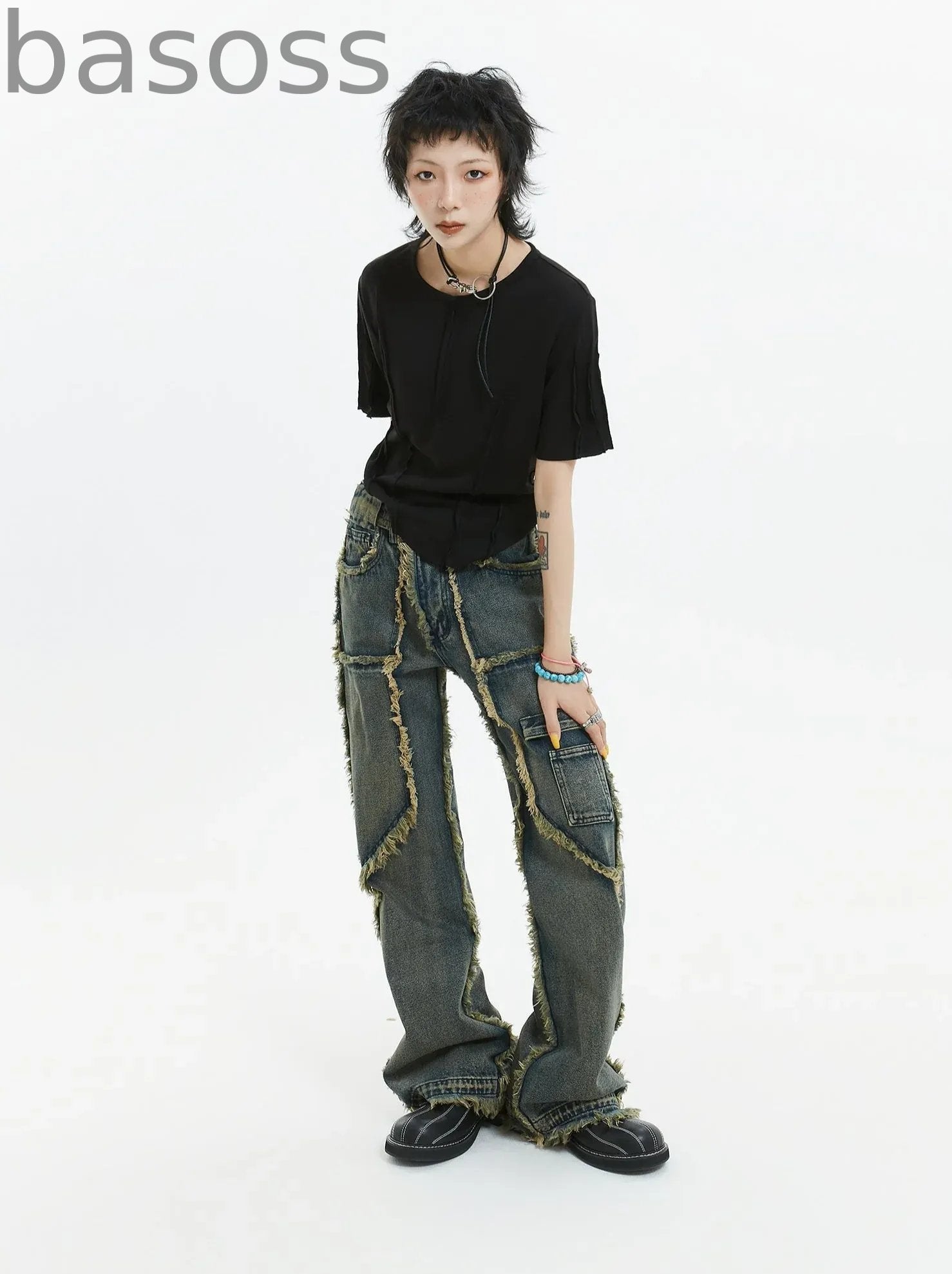 American Retro Fringe Straight Denim